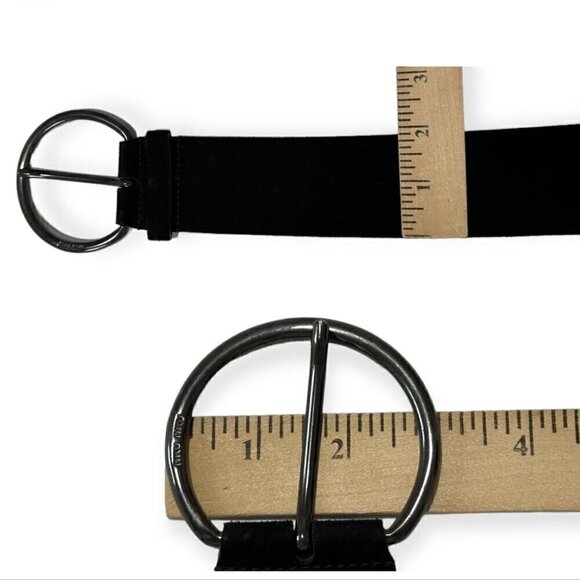 Miu Miu Black Suede Wide Belt with Large Round Buckle, Size‎ 90/36 - Picture 11 of 11